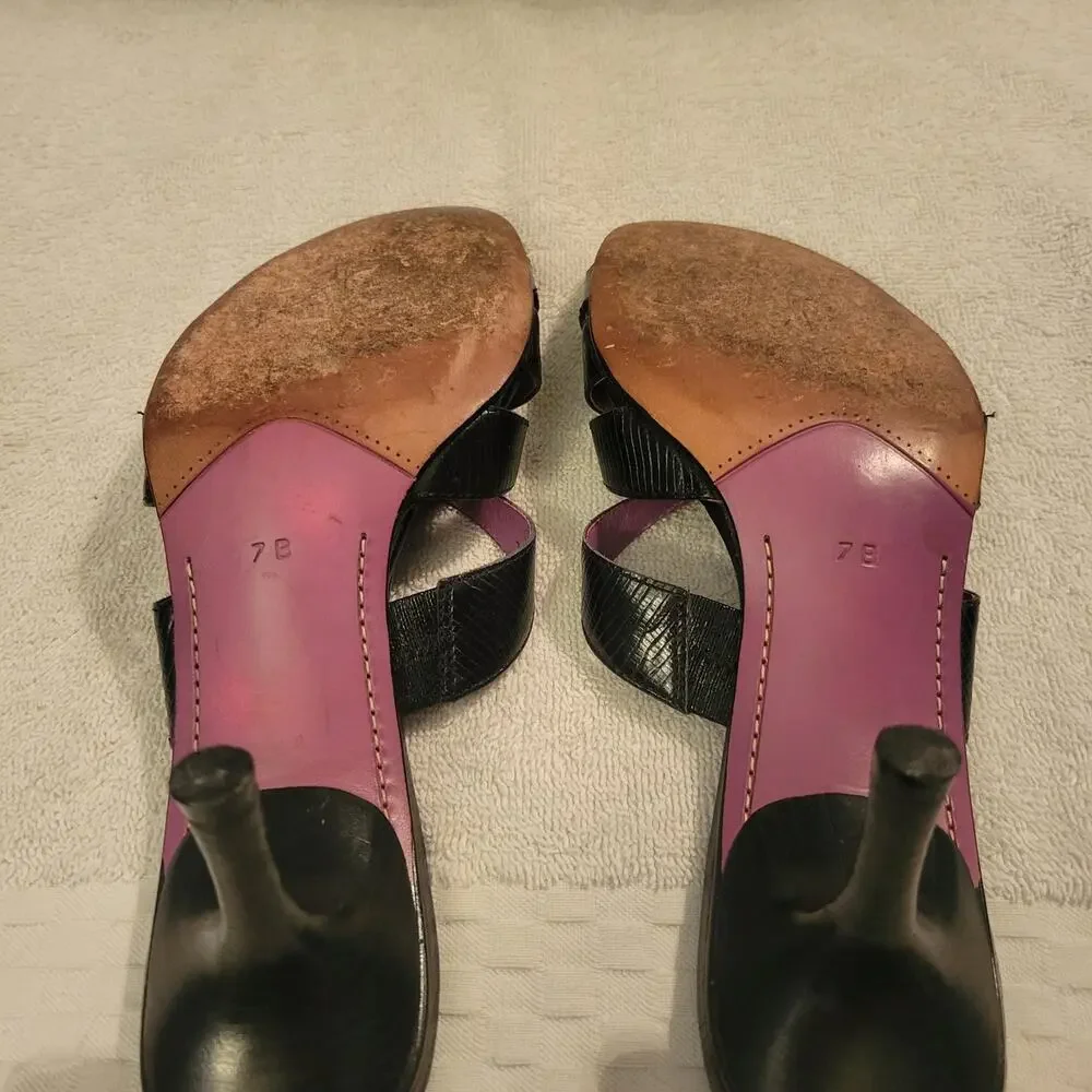 Cole Haan Black Leather Strappy Heeled Open-Toe & Back Shoes Size 7 B - Picture 8 of 9